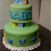 Baby Shower Baby shower cake with fondant.