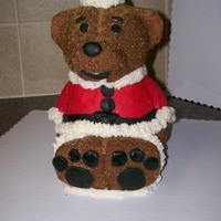 Christmas Teddy Bear This cake was done using the teddy bear pan from WIlliams Sonoma glazed with sugar. The outfit and hat was done in fondant and the white is...