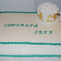 Beer Mug Sheet Cake WASC with white chocolate ganache and buttercream between layers. Came really close to having a cake wreck when I realized that I'd...