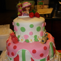 Strawberry Shortcake Cake My daughters' shared birthday cake. Bottom cake yellow cake with vanilla pudding and strawberry filling. Top cake chocolate with...