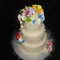 "the Arie" Wedding Cake The bride wanted the cake to have flowers that looked like they were just picked from a garden. Her mom and she were going to the farmer&#...