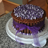 Candy Cake Birthday cake for my daughter that turned 10. Yellow cake with chocolate frosting, kit kats and different colored m and m's. Her...