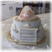 Footprints In The Sand The poem and a shell that said jesus...for a church function... banana cake in side with cream cheese frosting.