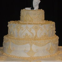 Antique Lace Wedding Cake Bride wanted an antique lace covered wedding cake.