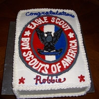Eagle Scout Cake This cake was for an Eagle Scout. FBCT of the Eagle Scout patch, done with permission from the Boy Scouts. Cake is dark sour cream...