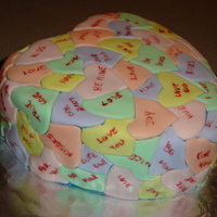 Candy Hearts Cake Fondant Covered Candy Hearts Cake.
