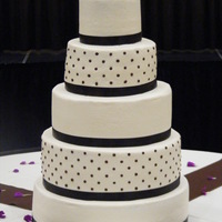 Off White And Brown Polka Dot Buttercream Wedding Cake 