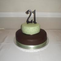 21St Birthday Cake Top is a chocolate cake with brandy vanilla cream, bottom is a white cake with white chocolate ganache.