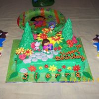 Dora The Explorer This was for our daughter's 7th B-day. Needless to say, she enjoyed it!!It was a white 1/4 sheet cake, frosted with light butter creme...