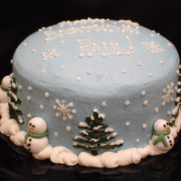 Snowman In The Forest Saw a 4 tiered cake with this theme and thought it would be cute as a 9" round for a winter birthday. Enjoy!