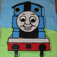 Thomas The Tank Engine 9x13 cake covered in BC with Thomas FBCT.