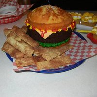 Hamburger And Pie Fries The was for my husband's 30th Birthday. I made similar cupcakes that he likes so much, so I made a bigger version for his b-day....