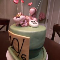 Alice In Wonderland Mad Hatter's Hat, Cheshire Cat, "Eat Me" Biscuit, and Hearts- because we can't forget the Queen! Fudge Marble Cake with...