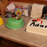 Farm Cakes The smash cake is made of DH White cake and BC icing. The middle pasture cake is made from DH White cake, BC icing with fondant covering...
