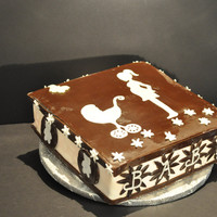 Baby Shower Cake Just a test i was doing with my cricut expression , and my first try at covering a square cake in fondant.