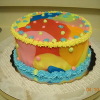 Color Wars This is a pina coloda flavored yellow cake covered in fondant. This was done for fun using up leftovers.