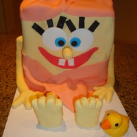Shower Sponge Bob I made this sponge bob for a wedding shower even though I put it in the kids' section. Hence the rubber duckie and towels on head and...