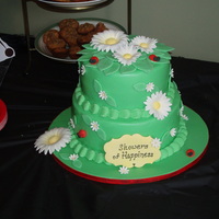 Ladybug Theme Baby Shower My sister-in-law's baby shower cake. 6" Chocolate Dr. Pepper Cake, 8" Vanilla Bean White Cake, Buttercream Dream filling and...