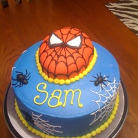 Spiderman Cake Buttercream with fondant covered Spidey head. Inspired by many CC cakers! Thanks for looking.