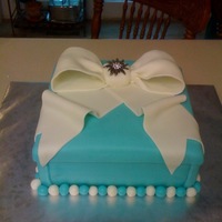 Tiffany Box White cake, buttercream filing and frosting and MMF decor