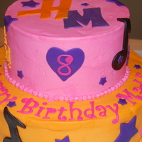 Hannah Montana Cake My 8-yr old daughter helped design this cake for her birthday. Buttercream frosted with fondant accents. TFL