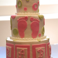 Pink Baby Shower Last minute baby shower cake for a friend. Bottom tier is 8" chocolate with chocolate ganache filling, 6" & 4" tiers are...