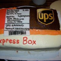 Ups Package The grooms cake is buttercream except for the fondant label where I used an icing writer pen. The UPS label is the real deal from a UPS...