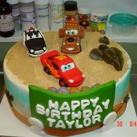 Cars Cake Gum past Vehicles with desert background