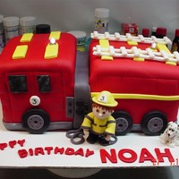 Fire Truck Fire Truck, Gum paste fireman, dog and hydrant