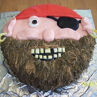 Pirate Cake I made this for my nephew's 5th b-day. I used a garlic press to make the beard with different shades of brown fondant.