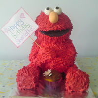 3D Elmo Cake He's a buttercake covered with red buttercream 'fur'. I sculpted his arms and legs out of cake scraps and icing I whizzed up...
