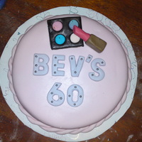 Make Up Cake buttercake with MMF and fondant eye shadow and lipstick.