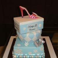 Shoe Box Cake This was for a sweet 16. They had a snowflake theme with blue and white as their colors. I love the way it came out. I had trouble with the...