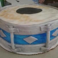 Blue Drum Cake cake with marshmellow fondant, and silver shimmer dust. My brothers a drummer and I made this for him for his 18th birthday.