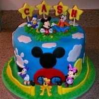 Mickey Mouse Cake Mickey mouse cake, 10' buttercream, coverned with fondant, love doine this cake, so fun!!!!