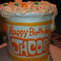 Oodles Of Fun Oodles of noodles cake for my son. It is his favorite food. 4 - 6" cakes stacked and covered with fondant and fondant noodles, peas,...