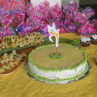 Tinkerbel tinkerbel for my 7 year old. She wanted a 7 formed with cupcakes and tinkerbel on a 'bigger' cake. Got the idea of crocodile from...