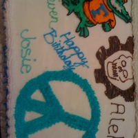 3 Times Birthday Sheet cake 9x13 celebrating three peoples birthday together