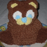 Blue Teddy classic yellow cake with chocolate buttercream icing