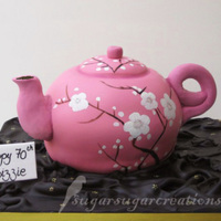 Teapot Birthday Cake The brief was a birthday cake for a lady having a (70th) 'Seven-Tea' party, complete with 1940's vintage tea ware.....well,...