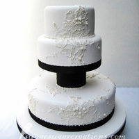 Lace Applique Wedding Cake Royal Iced piping to look like lace applique.