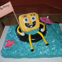 Spongebob Spongebob on inertube in the water with Patrick