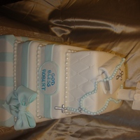 Boy Communion Cake Special thanks to DianeLM for explaining to me how to do the bible and rosary.... Take a look at hers! :)