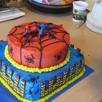 Spider Man ALL BC ICING. THE TOWN ARE KIT KATS WITH SPIDER RINGS AND SPIDER MAN FIGURE