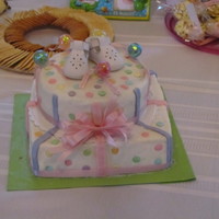 Baby Shower ALL BC. POLKA DOT ARE CANDY DOTS. REAL SHOES AND RIBBON