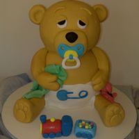 Baby Bear To make him I used choc mudcake to make up his body and just cut it to shape and his head is actually one big ball of rice crispies! He&#...