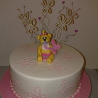 Baby Bear And Butterfly Cake Theme for baby shower was pink and butterflies (baby is obviously a girl!), cake based on one in book by Allison Wilkinson and the baby...