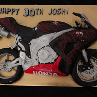 Motorbike Cake For 30Th This is a replica in cake of my brothers motorbike which I made for his 30th. It is choc mudcake and cut to shape, then all details are...