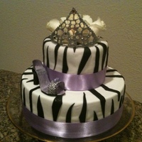 Zebra Diva All edible minus the ribbon and roses. The tiara was my first attempt by hand. The shoe wa also made by hand and came out pretty good, no...