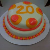 Pink And Orange Birthday Cake Funfetti cake with BC and MMF. Simplebut cute!! 2 tier, single layer.